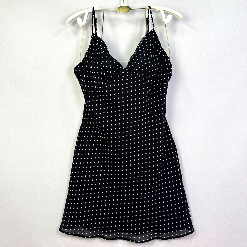 Topshop Black White Polka Dot Mini Dress Adjustable Straps US 8 NWT F105780